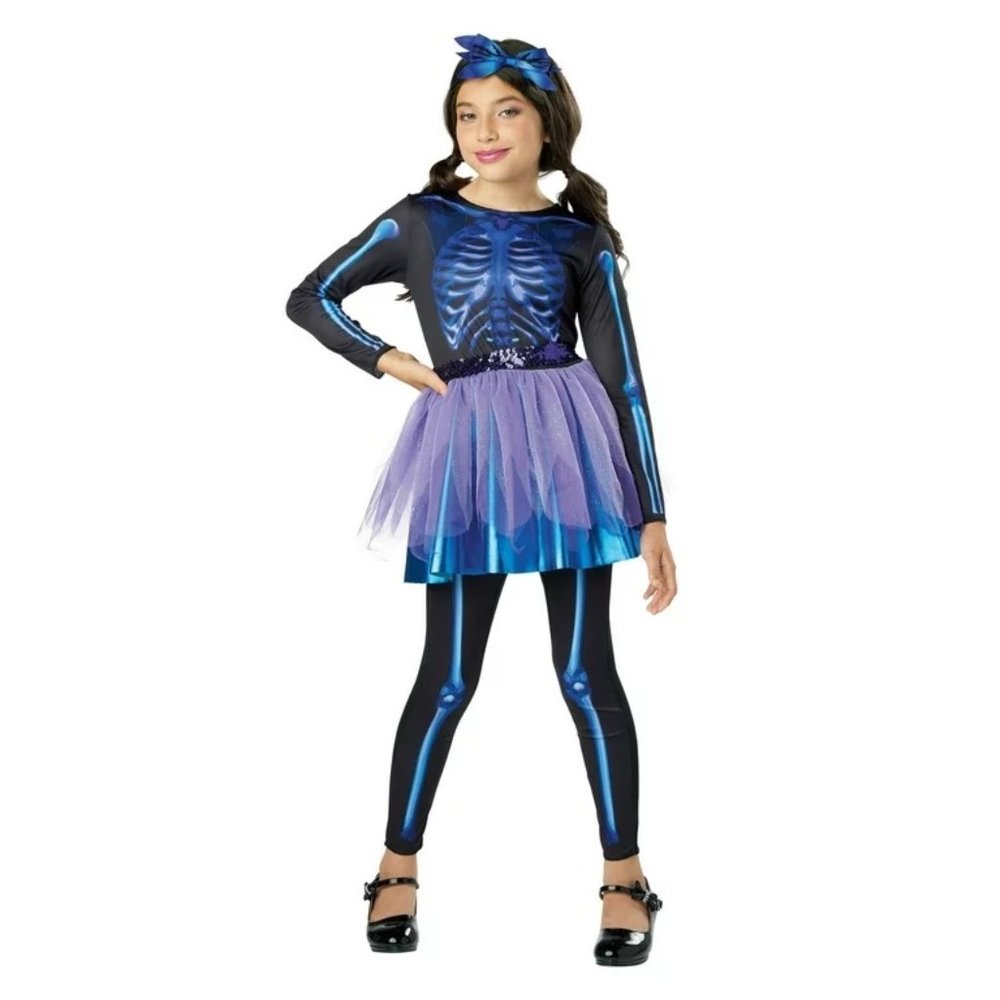 Girls BEWITCHING BONES Skeleton Costume Size Sm Med Tutu Skirt Leggings NWT